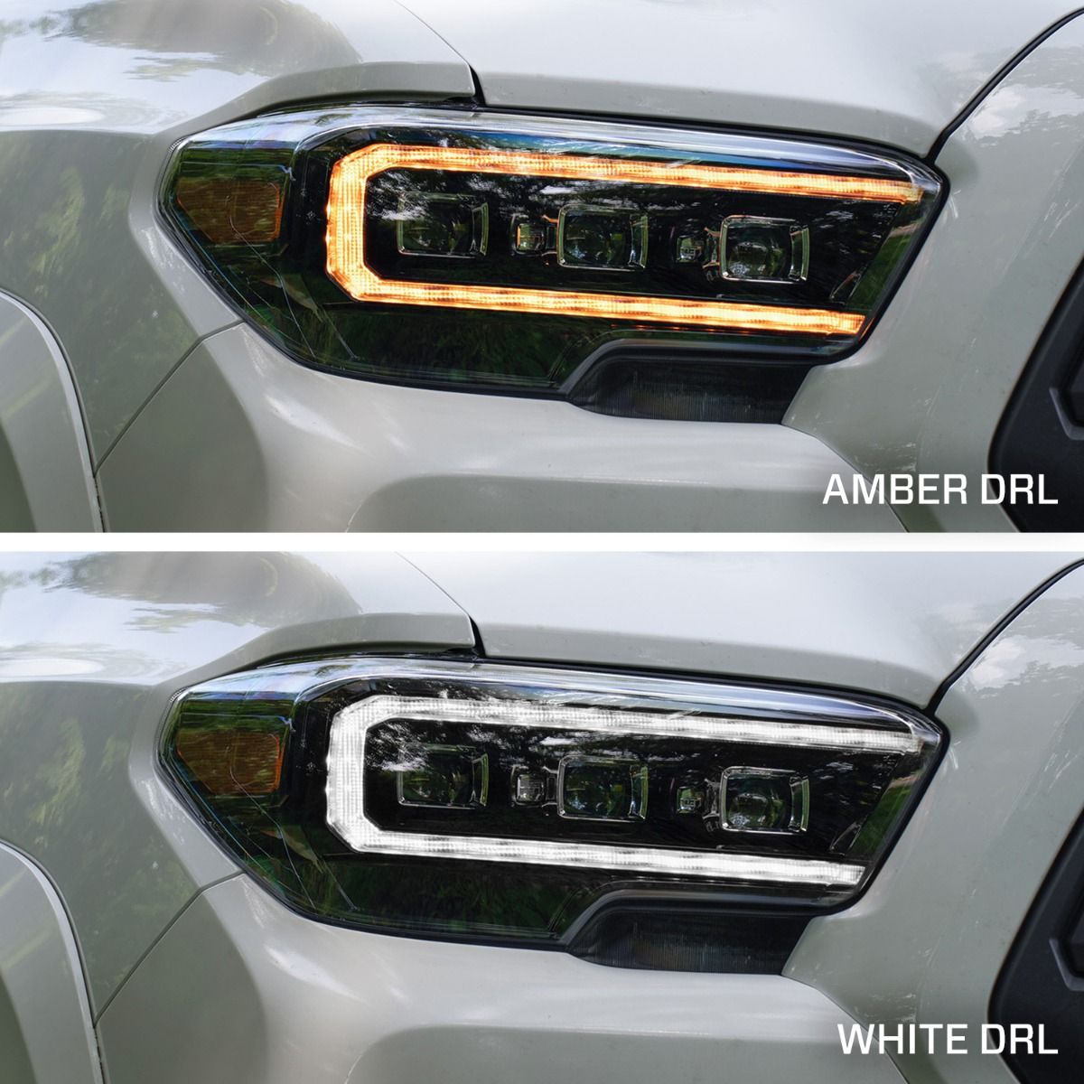 Form Lighting Sequential LED Headlights for 2016-2023 Toyota Tacoma | Triple Bi-LED Projectors, Selectable White/Amber DRL, Sequential Turn Signals