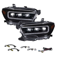 Form Lighting Sequential LED Headlights for 2016-2023 Toyota Tacoma | Triple Bi-LED Projectors, Selectable White/Amber DRL, Sequential Turn Signals
