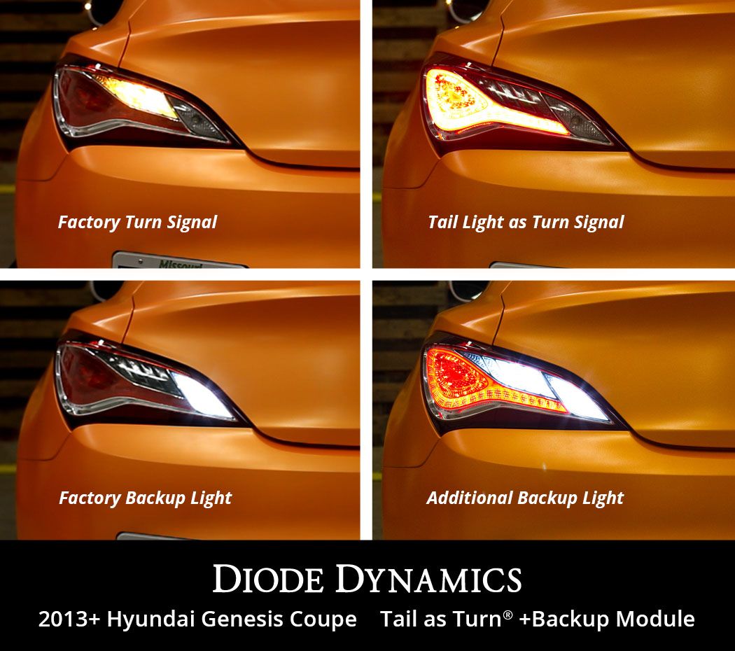 Diode Dynamics 2013-2016 Hyundai Genesis Coupe Tail as Turn® +Backup Module (USDM) Tail Lights