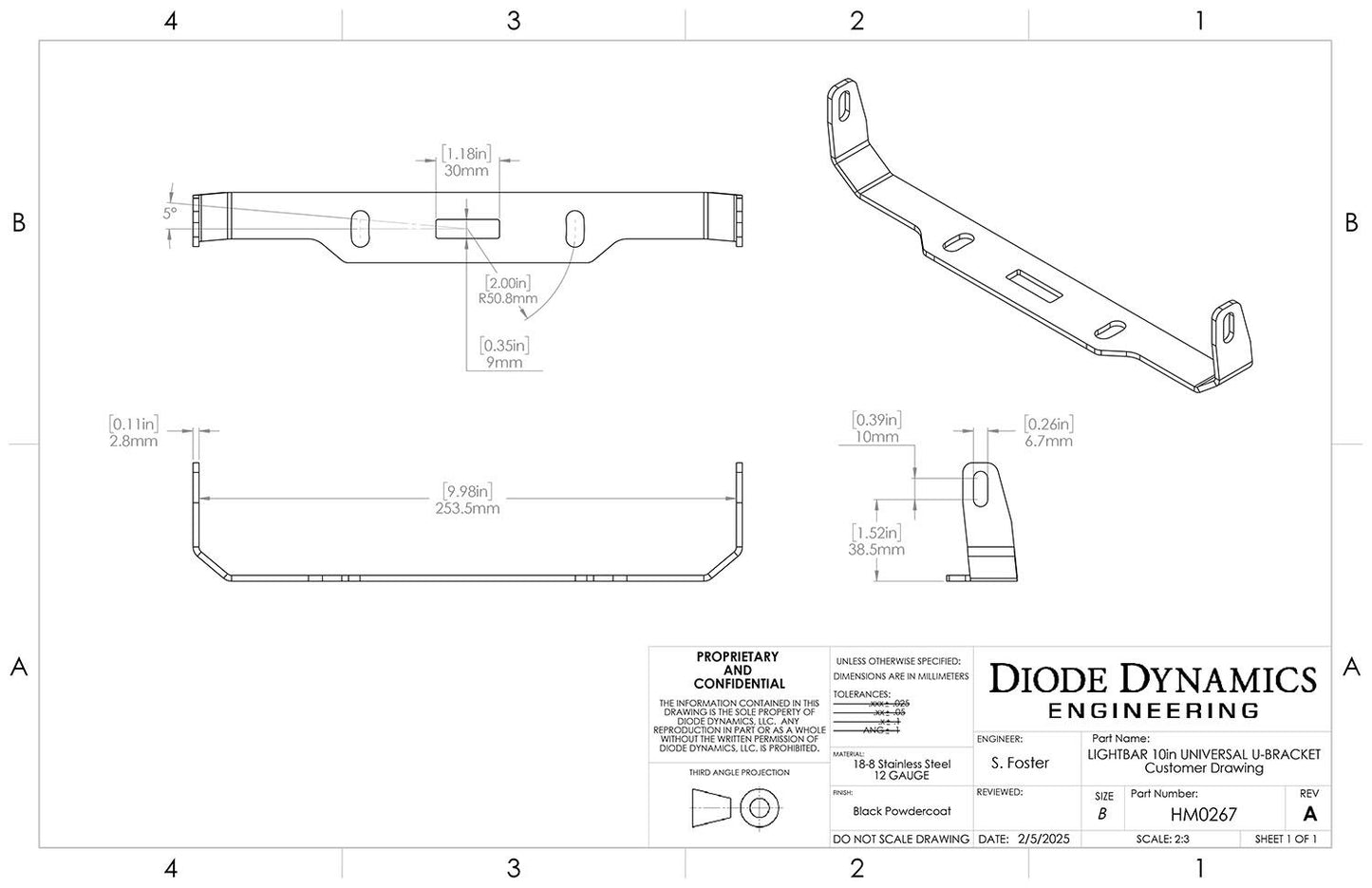 Diode Dynamics SS10 U Bracket Kit (single)