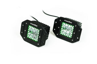 compare product FCKLightBars RGB High-Output Flush Mount LED Pods with RGB Color Halo & Wireless Controller (Pair)