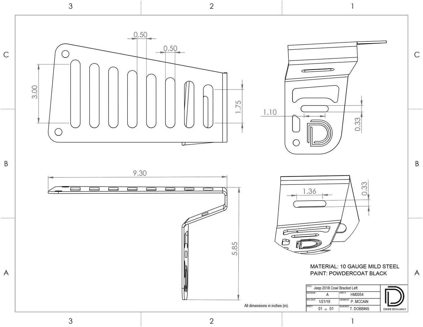 Diode Dynamics 2018-2026 Jeep JL Wrangler / 2020-2025 Jeep Gladiator Cowl Mount LED Brackets Diode Dynamics