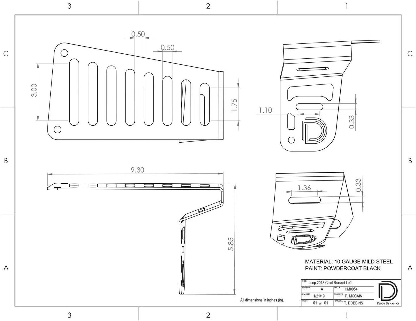 Diode Dynamics 2018-2026 Jeep JL Wrangler / 2020-2025 Jeep Gladiator Cowl Mount LED Brackets Diode Dynamics