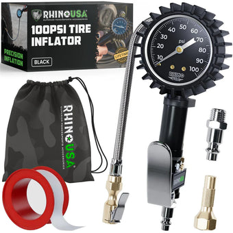 compare product RHINO USA 100 PSI ANALOG TIRE INFLATOR GAUGE