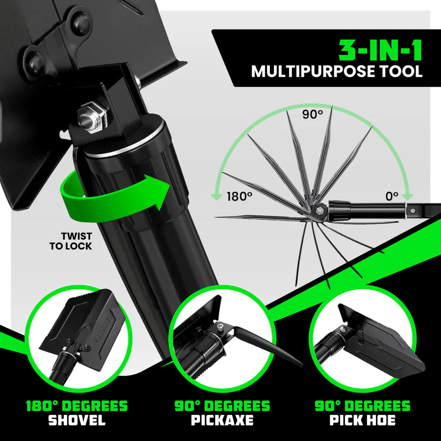 RHINO USA FOLDING RECOVERY SHOVEL W/PICK