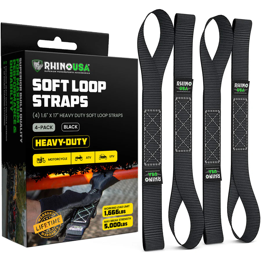 1.6" x 17" Soft Loop Tie-Down Straps (4-Pack)
