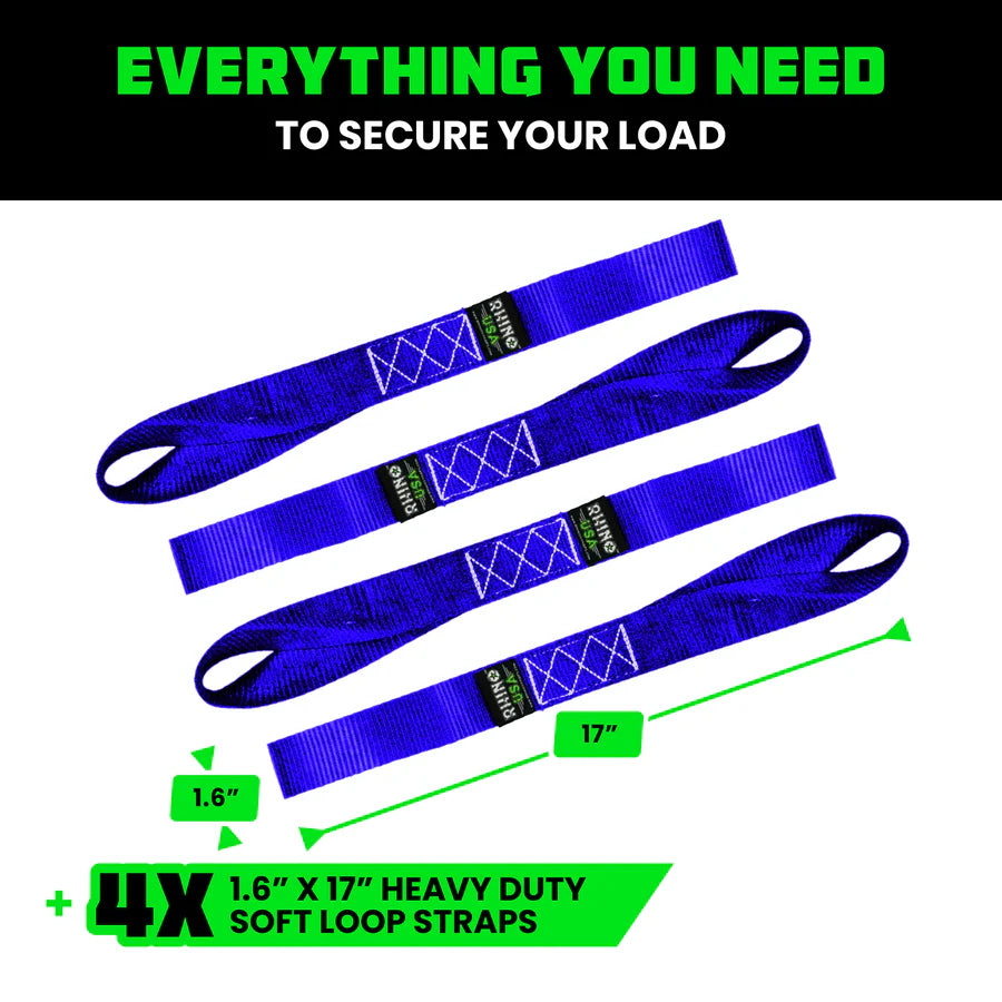 1.6" x 17" Soft Loop Tie-Down Straps (4-Pack)