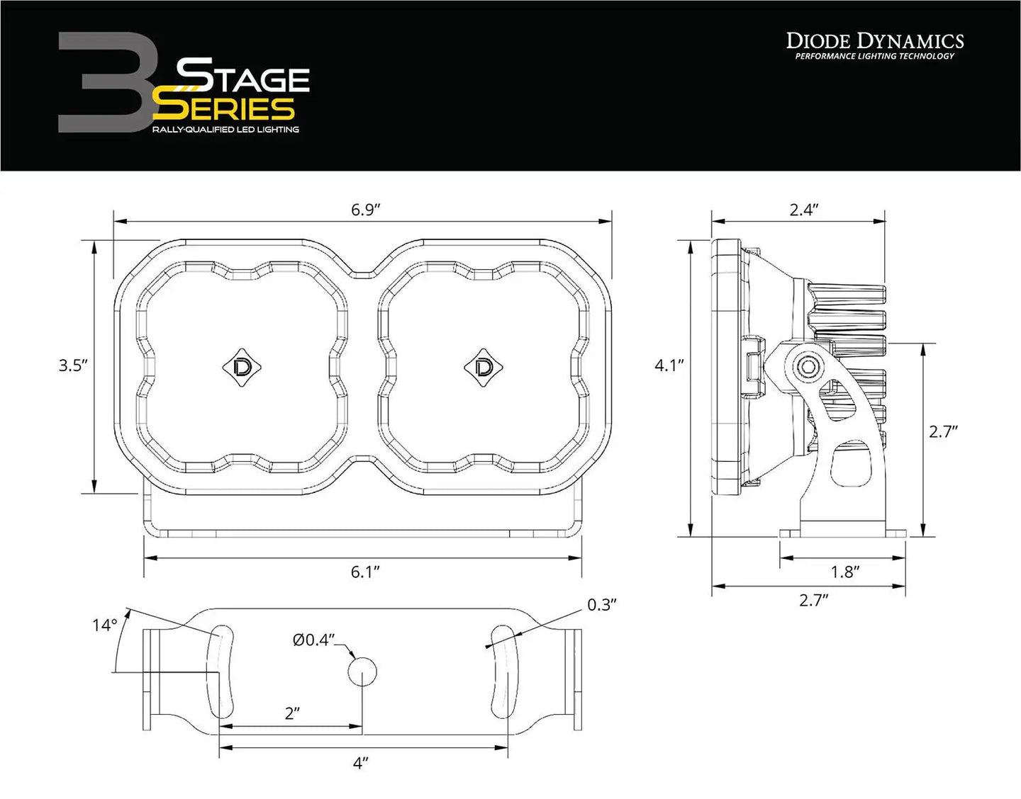 Diode Dynamics SS3 Dual-Pod Bracket Kit (Lights Not Included) Diode Dynamics