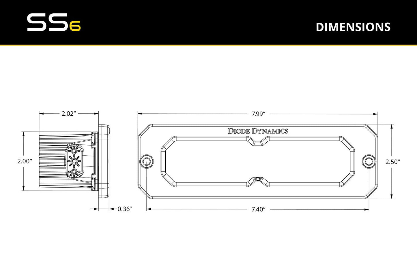 Diode Dynamics SS6 White Flush Mount Stage Series LED Light Bars with Red Backlight (Pair)