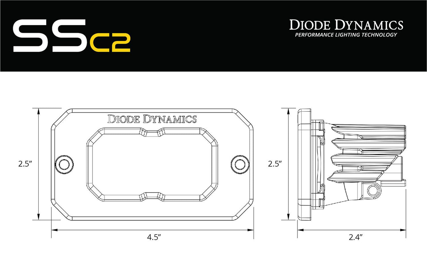 Diode Dynamics C2 1.0 SAE 2” Flush Mount LED Pod – Single