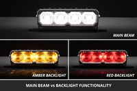 Diode Dynamics SS6 Stage Series White LED Light Bars with Amber or Red Backlight (Pair)