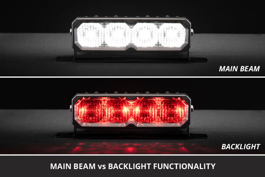 Diode Dynamics SS6 White Flush Mount Stage Series LED Light Bar with Red Backlight (Single)