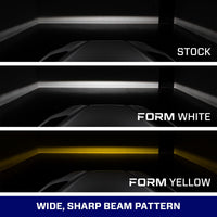 Form Lighting Toyota Fog Light Comparison showing stock, white and yellow optics