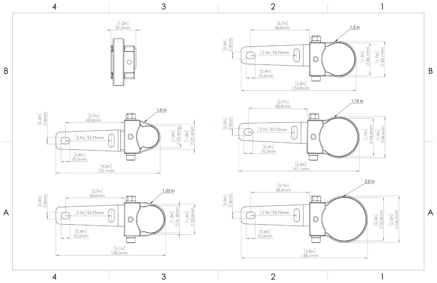 Diode Dynamics Stage Series Universal Roll Bar LED Pod Mount Kit – Single